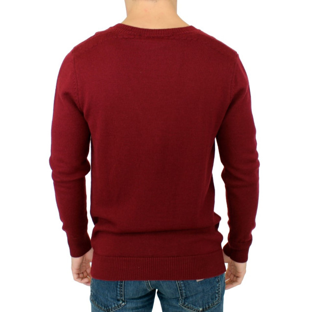 Elegant V-Neck Bordeaux Wool Sweater