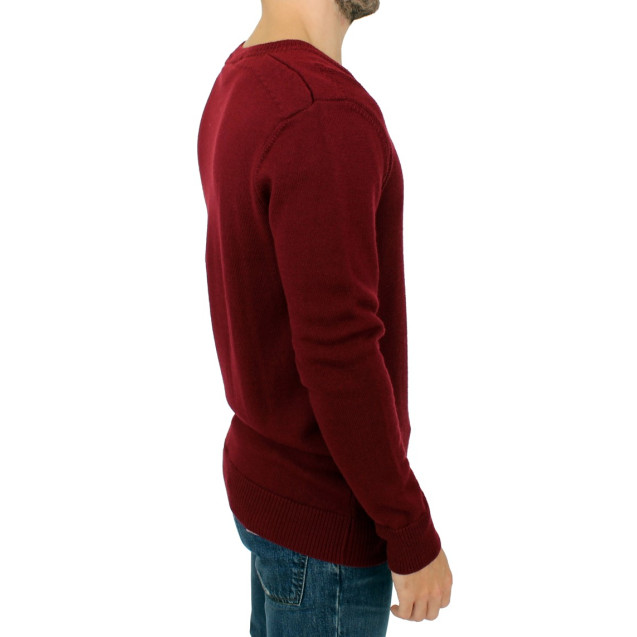 Elegant V-Neck Bordeaux Wool Sweater