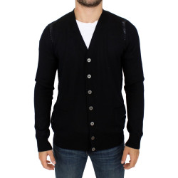 Elegant Black Wool Blend Cardigan