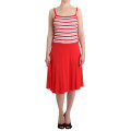 Red striped jersey A-line dress