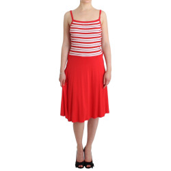 Red striped jersey A-line dress