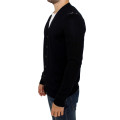 Elegant Black Wool Blend Cardigan