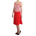 Red striped jersey A-line dress