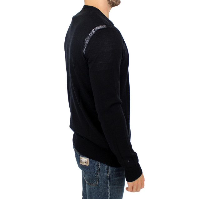 Elegant Black Wool Blend Cardigan