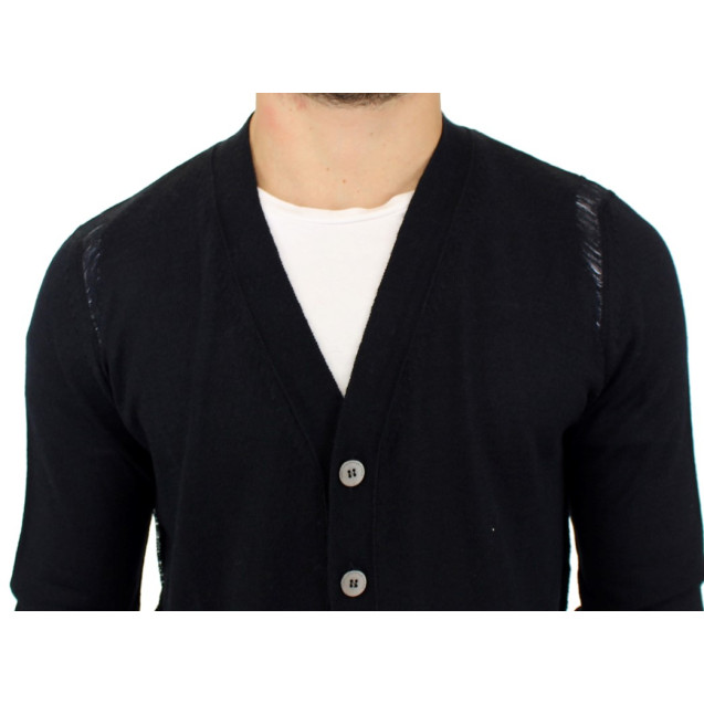Elegant Black Wool Blend Cardigan
