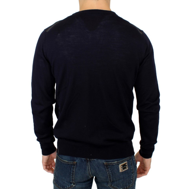 Elegant Blue Full Zip Wool Cardigan