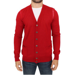 Elegant Red Wool Blend Cardigan Sweater