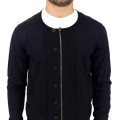 Elegant Blue Full Zip Wool Cardigan