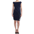 Elegant Sapphire Sheath Dress with Rhinestone Detail