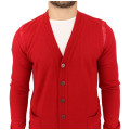 Elegant Red Wool Blend Cardigan Sweater