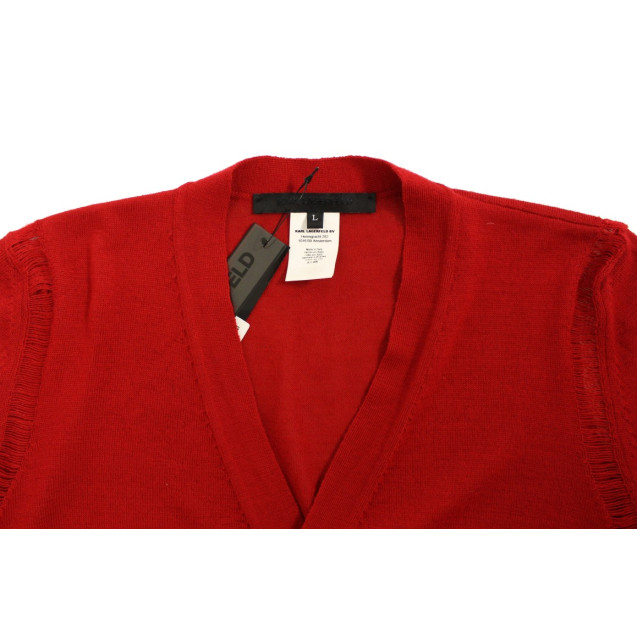 Elegant Red Wool Blend Cardigan Sweater