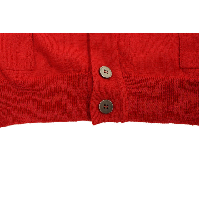Elegant Red Wool Blend Cardigan Sweater