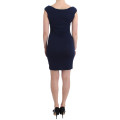 Elegant Sapphire Sheath Dress with Rhinestone Detail