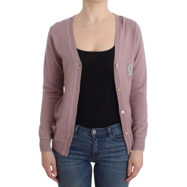 Chic Pink V-Neck Wool Cardigan