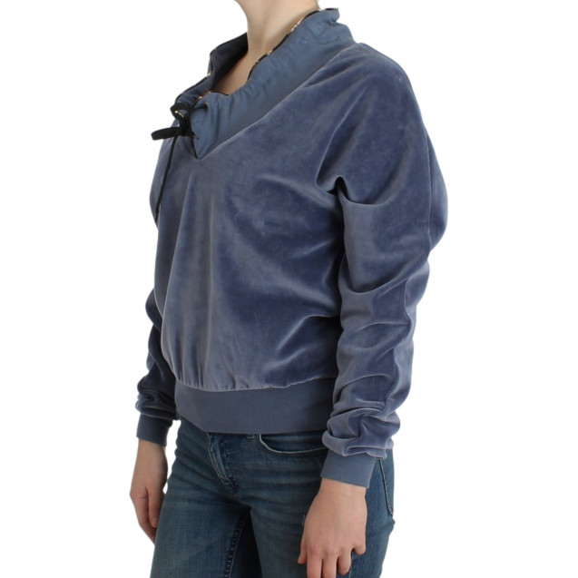 Blue velvet cotton sweater