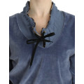 Blue velvet cotton sweater