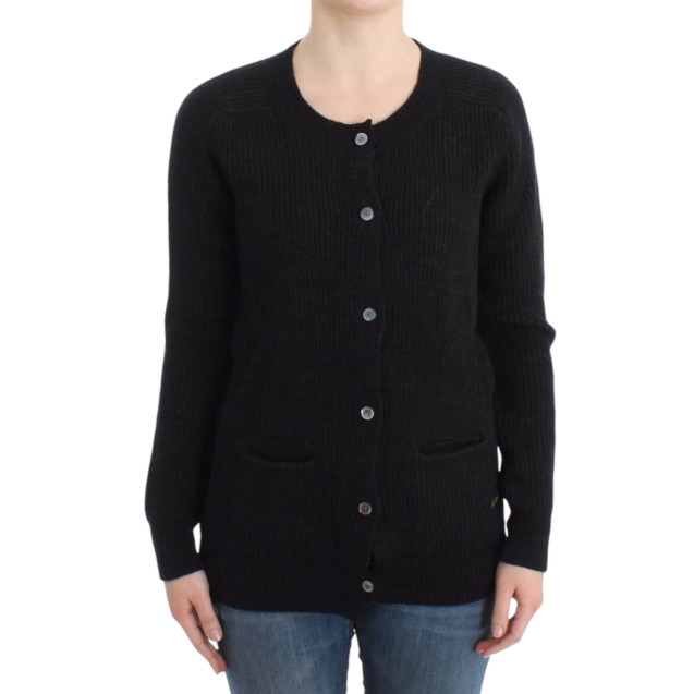 Black wool cardigan
