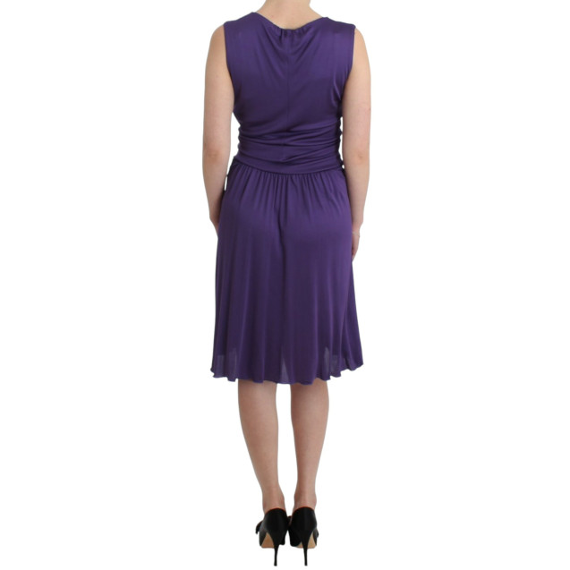 Elegant Purple Knee-Length Jersey Dress