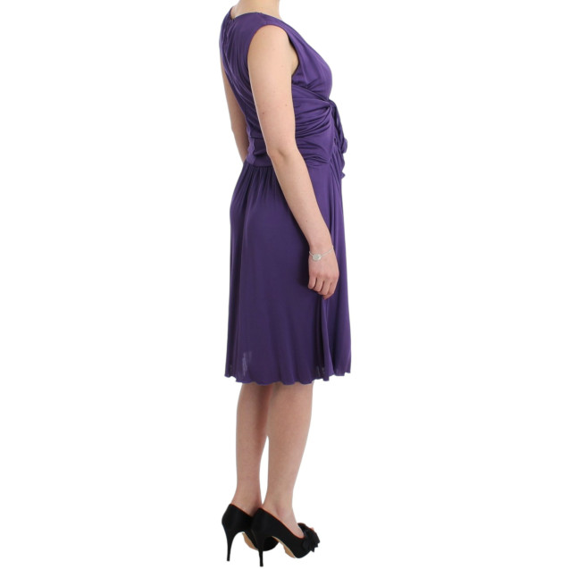 Elegant Purple Knee-Length Jersey Dress