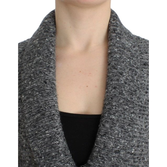 Gray wool knitted cardigan