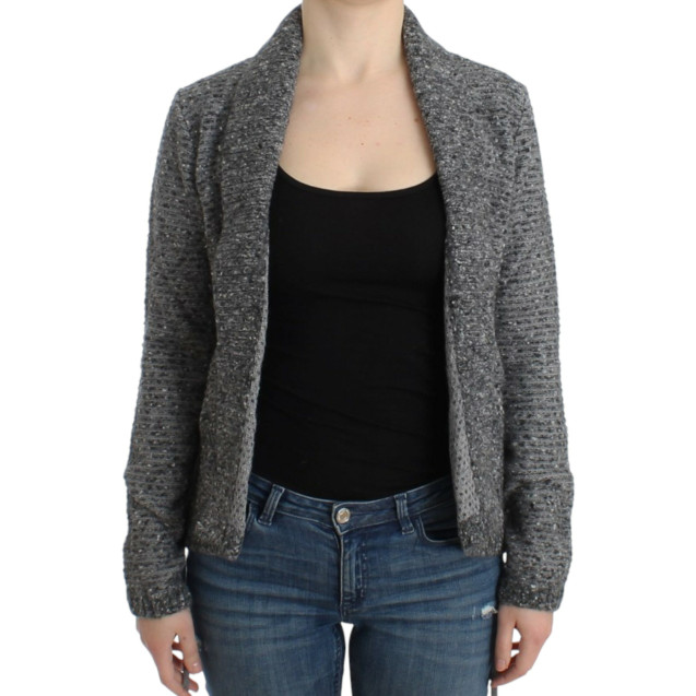Gray wool knitted cardigan