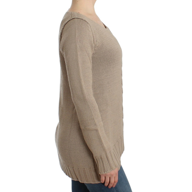 Beige knitted wool sweater