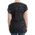 Gray leopard v-neck top