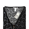 Gray leopard v-neck top