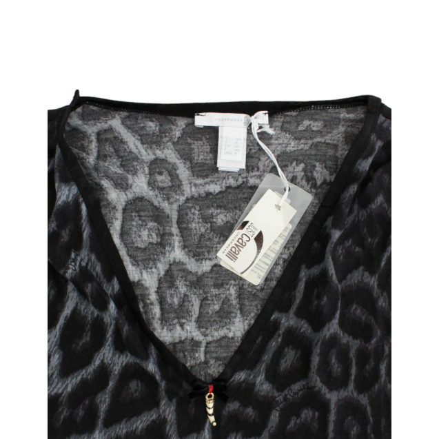 Gray leopard v-neck top