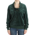 Green velvet cotton sweater