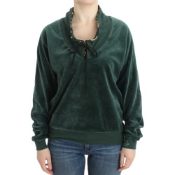 Green velvet cotton sweater