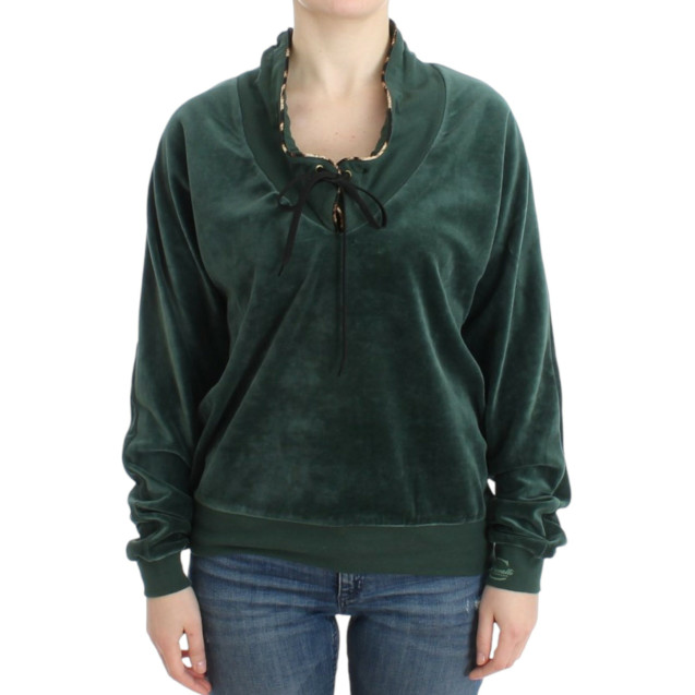 Green velvet cotton sweater