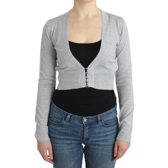 Gray cropped wool cardigan