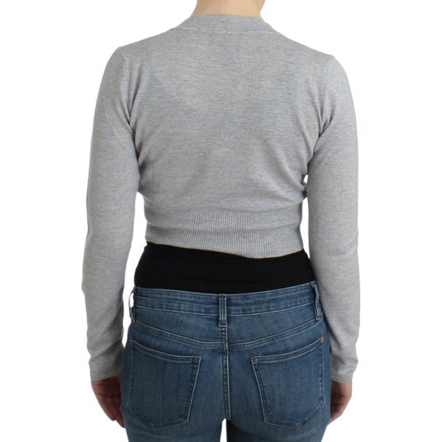 Gray cropped wool cardigan