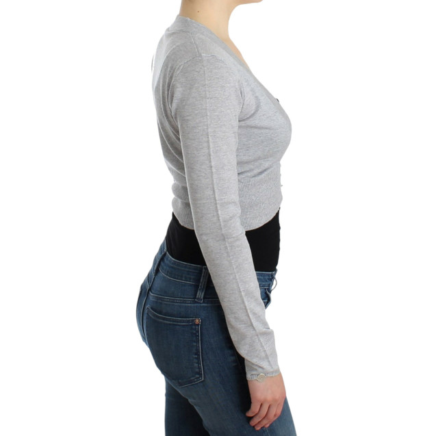 Gray cropped wool cardigan