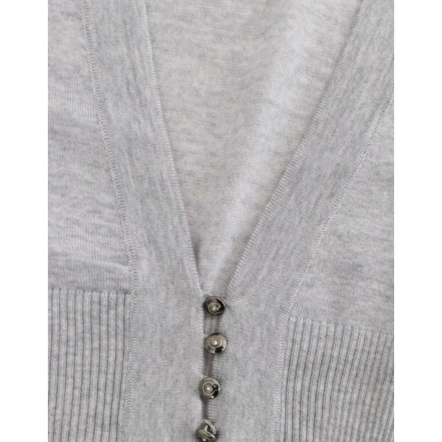 Gray cropped wool cardigan
