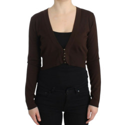 Brown cropped wool cardigan