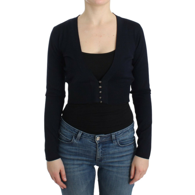 Black cropped wool cardigan