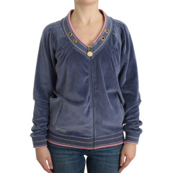 Blue velvet zipup sweater