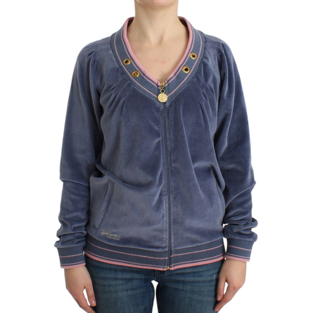 Blue velvet zipup sweater