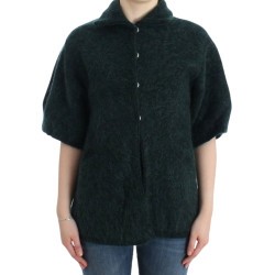 Elegant Green Wool-Mohair Blend Cardigan
