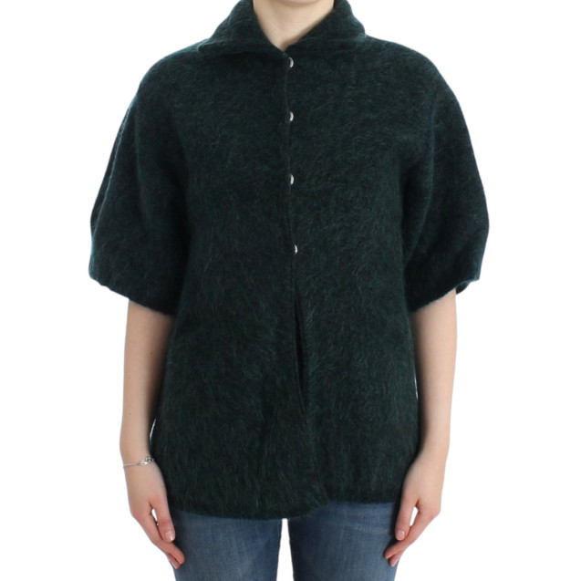 Elegant Green Wool-Mohair Blend Cardigan