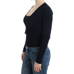 Black cropped wool cardigan