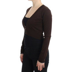 Brown cropped wool cardigan