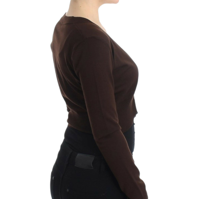 Brown cropped wool cardigan