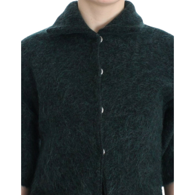 Elegant Green Wool-Mohair Blend Cardigan
