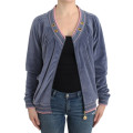 Blue velvet zipup sweater
