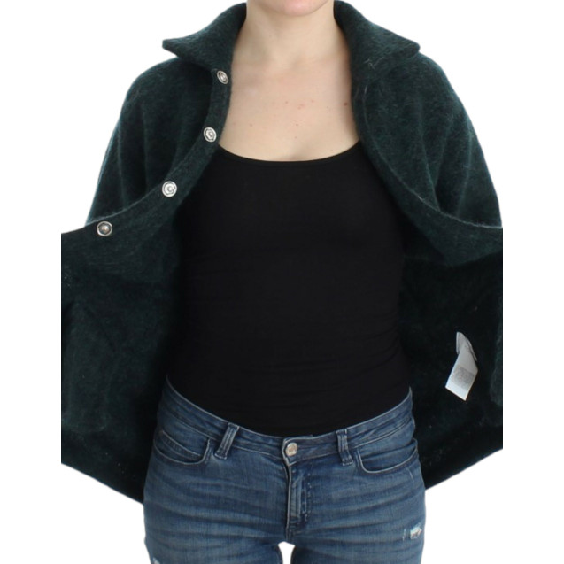 Elegant Green Wool-Mohair Blend Cardigan