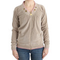 Beige velvet zipup sweater
