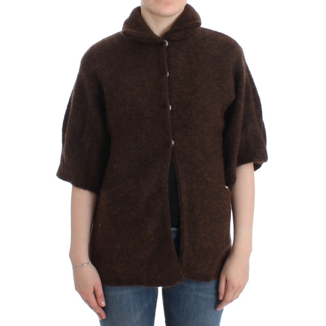 Brown mohair knitted cardigan